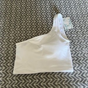 Klassy Network One Shoulder Brami White Size Small NWT